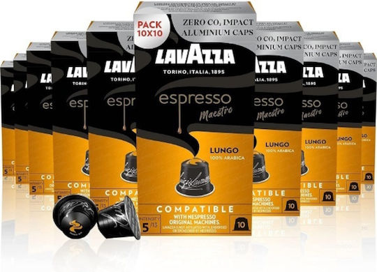 Lavazza Capsules Espresso Lungo Compatible with Machine Nespresso 100caps,tobolek