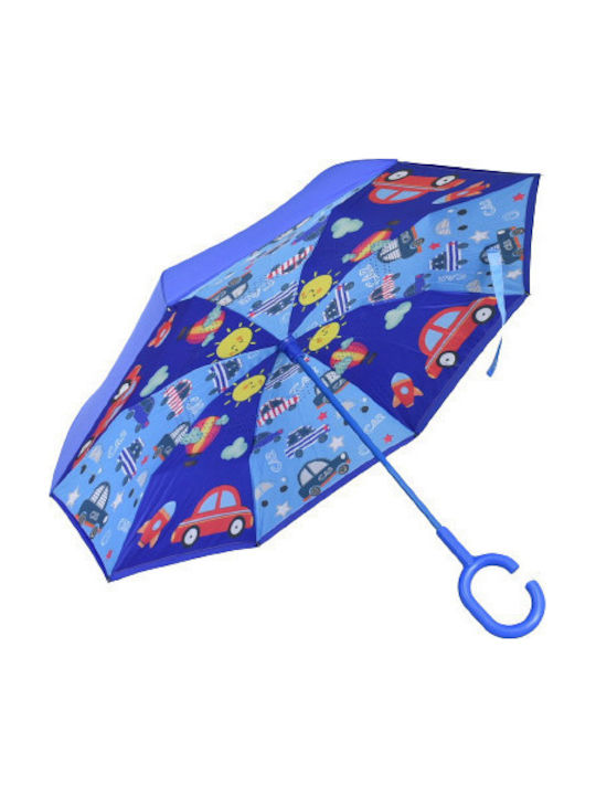 Kinderregenschirm Gebogener Handgriff Blau 70cm