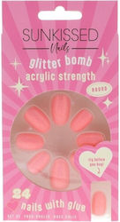 False Nails Set Glitter Sunkissed Glitter Bomb 24 Pieces Glue Included
