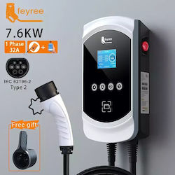 Feyree Wall Mounted Single Phase 7.6kW Charging Station with Built-in Cable Type 2