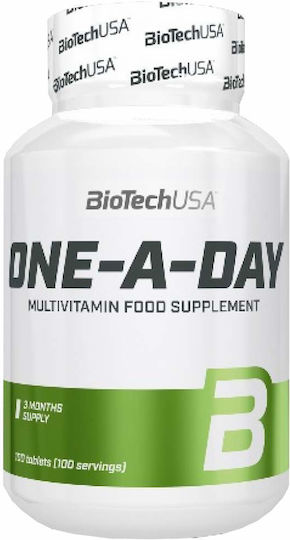 Biotech USA One-a-day Multivitamină pentru Întărirea Sistemului Imunitar, Părul & Pielea 120mg 100 Tablete