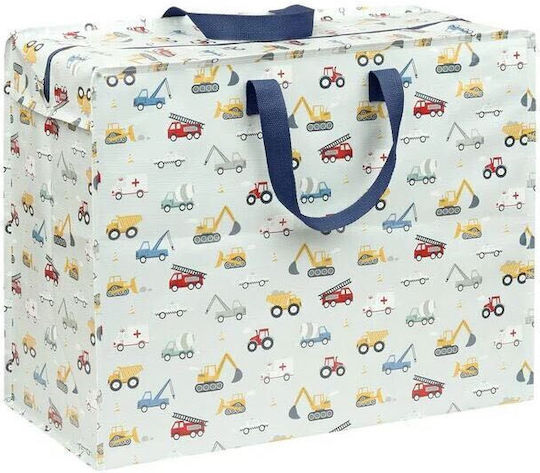 A Little Lovely Company Kinder Aufbewahrungsbox aus Kunststoff Vehicles Hellblau 58x45cm 1Stück