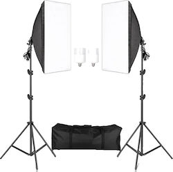 Kit de iluminare pentru fotografie, lumină profesională de studio, sistem de lumină continuă cu becuri cu LED de 20w