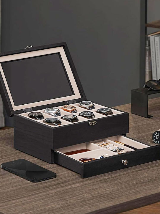 Songmics Wooden Jewellery Box with Drawer Black...