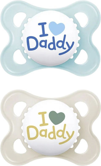 Mam Original Orthodontic Pacifiers Silicone I Love Daddy - Blue-Beige for 2-6 months 2pcs