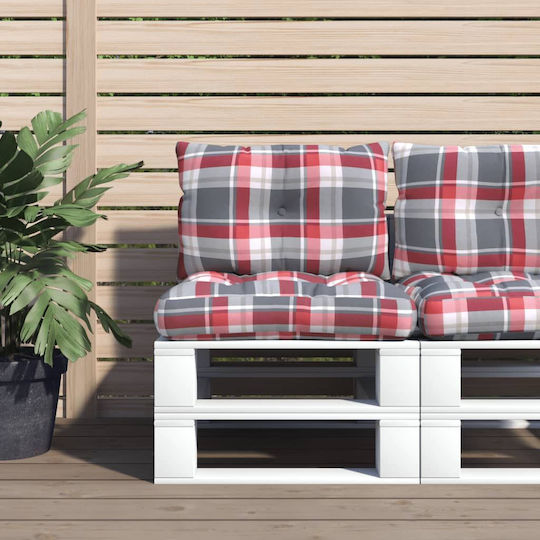 vidaXL Waterproof Bench Cushion for Pallet with Backrest Gray Checkered 2pcs