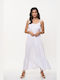 Zirgon Maxi Dress with Ruffle White