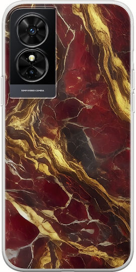 Rissiger Marmor Rot Gold TCL 50 SE Flexibles TPU Transparentes Silikon