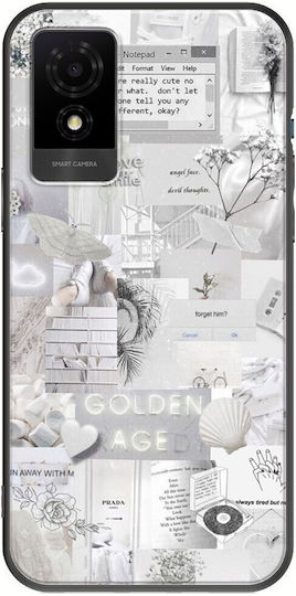 Aesthetic White Tcl 501 Black Tpu Μαύρη Σιλικόνη