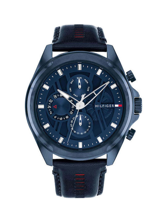 Tommy Hilfiger Watch Battery with Blue Leather Strap