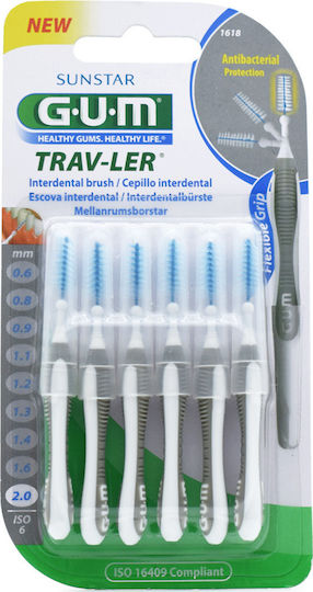 GUM Trav-ler 1618 Interdental Brushes 2mm Gray 6pcs