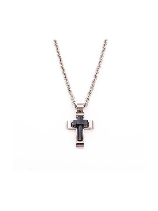 Visetti Black Women's Cross from Steel with Chain