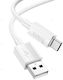 Hoco X107 USB 2.0 Cable USB-C male - USB-A 18W Λευκό 1m