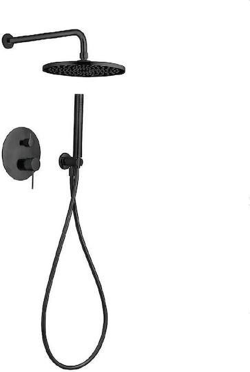 Tema Set Mixer, Telefon & Cap Duș Îngropată pentru Duș 2 ieșiri Negru