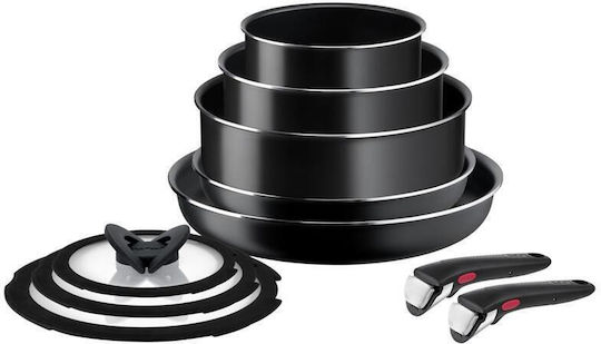 Tefal Cook Aluminum Cookware Set Black 10 Pieces Tefal Cook Aluminum Cookware Set Black 10 Pieces