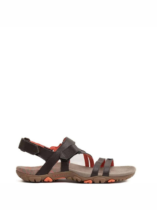 Merrell Sandspur Leather Women's Flat Sandals Anatomic Sporty in Brown Color