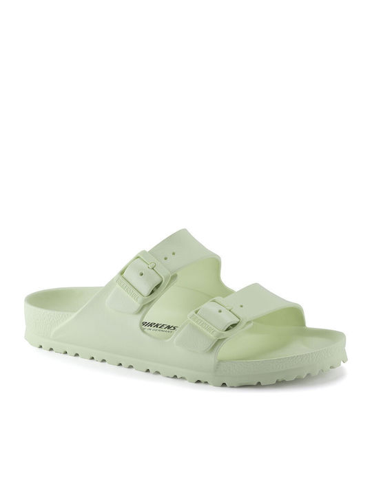 Birkenstock Arizona Eva Leather Women's Flat Sandals in Green Color Narrow Fit