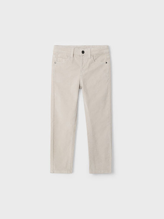 Mayoral Kids Corduroy Trousers Beige Slim Fit