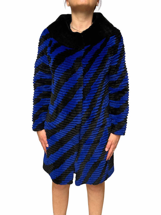Women's Short Fur Black-blue