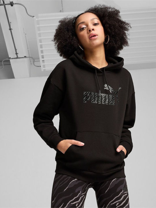 PUMA Ess+ Hanorace Dama Negru Cu Glugă PUMA Ess+ Hanorace Dama Negru Cu Glugă