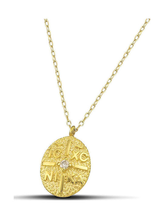 Themelidis Jewels Necklace Constantine Amulet from Gold 14K with Diamond