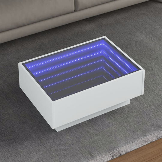 Coffee Table with LED White 70x50x30 cm Engineered Wood White 70 x 50 x 30 cm