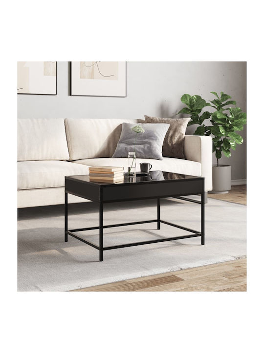 vidaXL Kaffeetisch Zentral Glas Schwarz M70xB50xH41cm