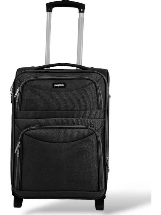 Куфар за ръчен багаж с разширение от плат 53x36x20 +5см Колекция Playbags Ps8033c Черен