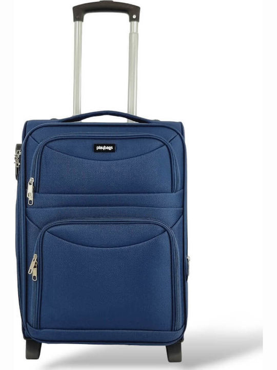 Playbags Βαλίτσα Ταξιδίου Καμπίνας Υφασμάτινη Μπλε με 2 Ρόδες Ύψους 53εκ.