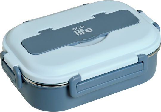 Ecolife Cutlery Δοχείο Φαγητού Inox Μπλε με Χωρίσματα 1lt
