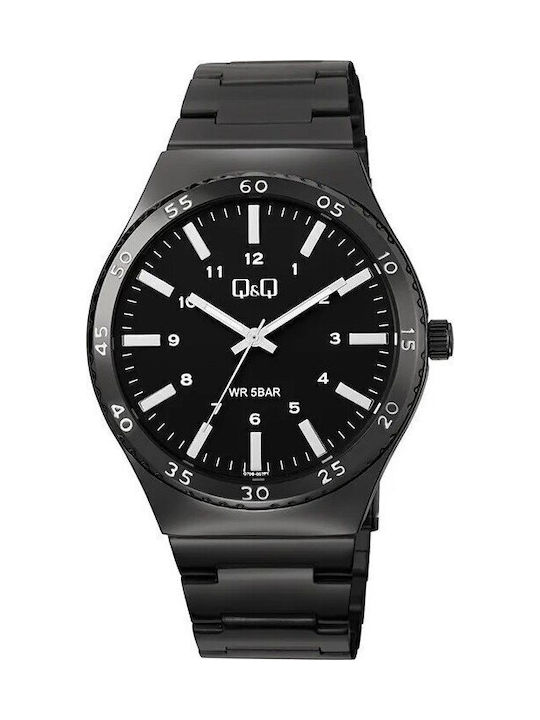 Q&Q Watch Battery with Black Metal Bracelet