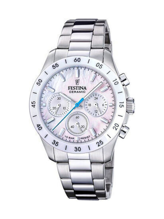 Ladies Womens Watch 39mm Chronograph Battery with Silver Stainless Steel Bracelet