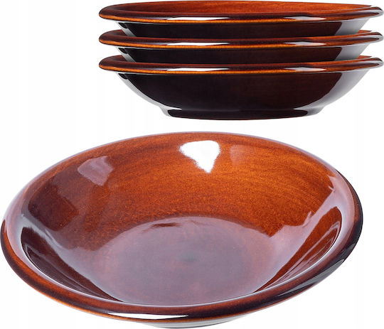 Kadax Farfurie adâncă Ceramică Maro cu Diametru 23cm 4buc Kadax Farfurie adâncă Ceramică Maro cu Diametru 23cm 4buc