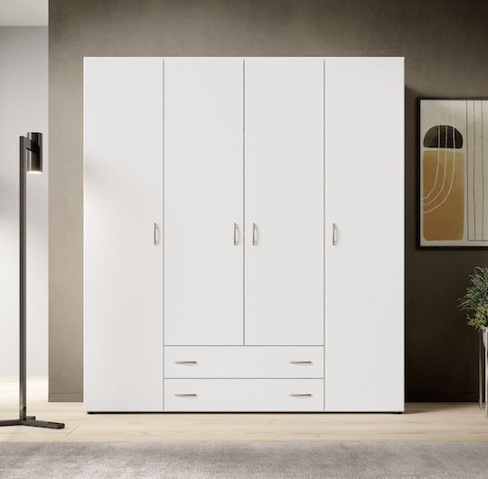 Α_Base Τετράφυλλη Ντουλάπα Λευκή 160x52x177cm
