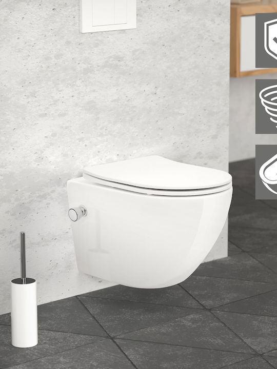 LuxeBath Λεκάνη Κρεμαστή Rimless με Καζανάκι με Κάλυμμα Duroplast και Μπιντέ Λευκή 4064649212183 LuxeBath Λεκάνη Κρεμαστή Rimless με Καζανάκι με Κάλυμμα Duroplast και Μπιντέ Λευκή 4064649212183