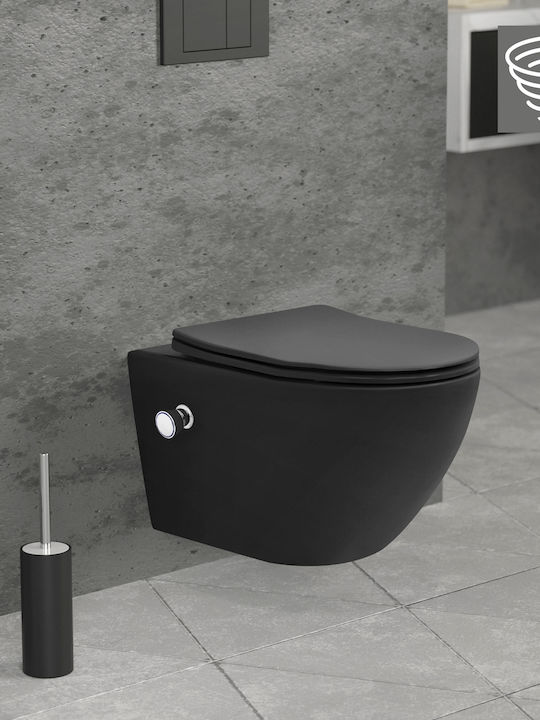 LuxeBath Wandhängende Toilette mit Spülung mit Deckel Duroplast und Bidet Schwarz 4064649198739 LuxeBath Wandhängende Toilette mit Spülung mit Deckel Duroplast und Bidet Schwarz 4064649198739