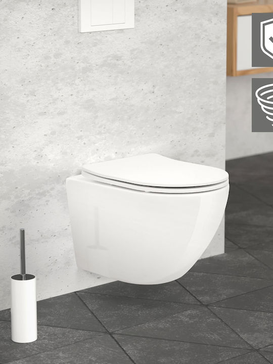 LuxeBath Wandhängende Toilette mit Spülung mit Deckel Duroplast Weiße 4064649212169 LuxeBath Wandhängende Toilette mit Spülung mit Deckel Duroplast Weiße 4064649212169