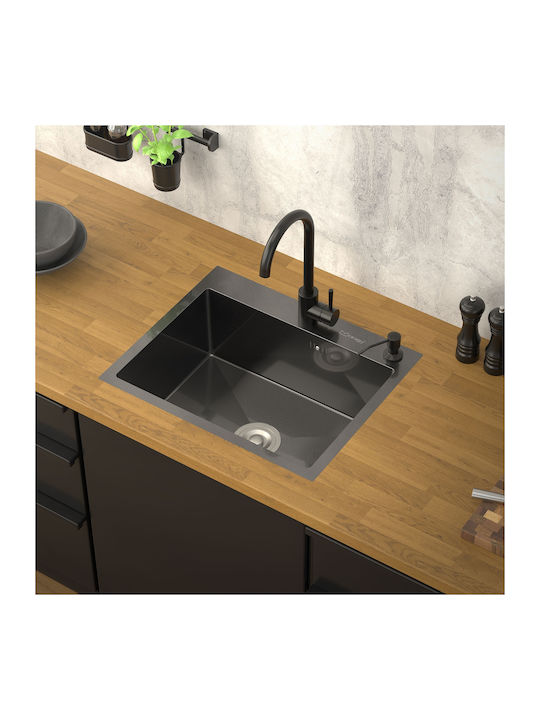 ML-Design Ένθετος Νεροχύτης Inox Μ55xΠ45cm Γκρι