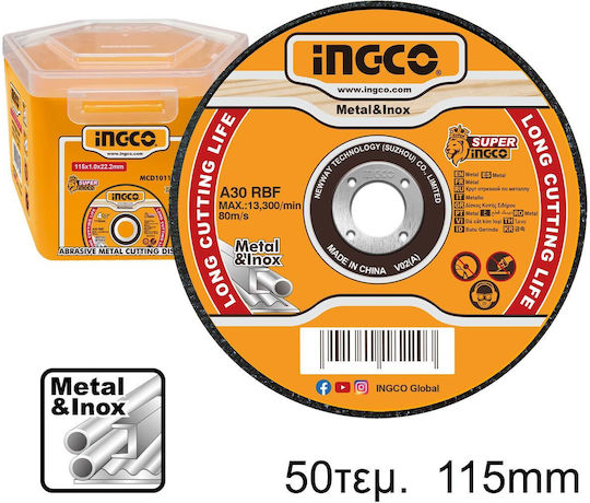 Ingco Disc de tăiere Metalic 115mm 50buc