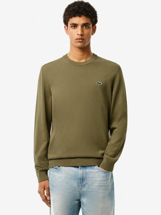 Lacoste Πουλόβερ Μακρυμάνικο Χακί