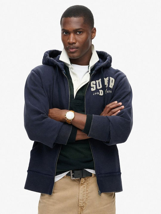 Superdry Ζακέτα με Κουκούλα Rich Navy