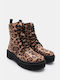 Double-Sole Ankle Boots with Zipper 4308613-Animal Print