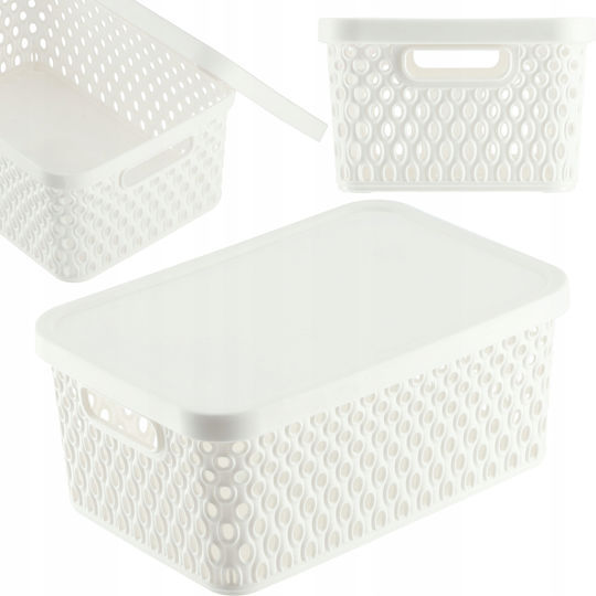 Kadax Storage Basket Plastic with Lid White 4.5lt 1pcs Kadax Storage Basket Plastic with Lid White 4.5lt 1pcs