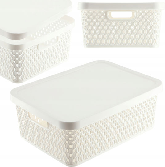 Kadax Storage Basket Plastic with Lid White 12lt 1pcs