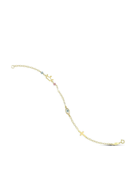 Themelidis Jewels Παιδικό Βραχιόλι από Χρυσό 14K με Ματάκι
