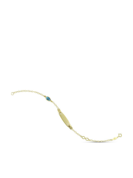 Themelidis Jewels Παιδικό Βραχιόλι Ταυτότητα από Χρυσό 9K με Ματάκι