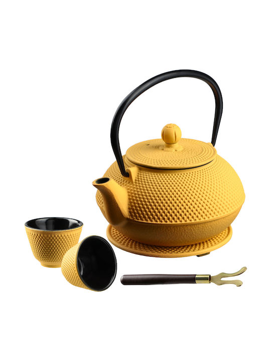 Kadax Teekanne mit Tasse Gusseisen Gelb 850ml