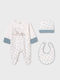 Mayoral Комплект Бебешко Боди Дълъг ръкав с Шапка Light Blue 3бр