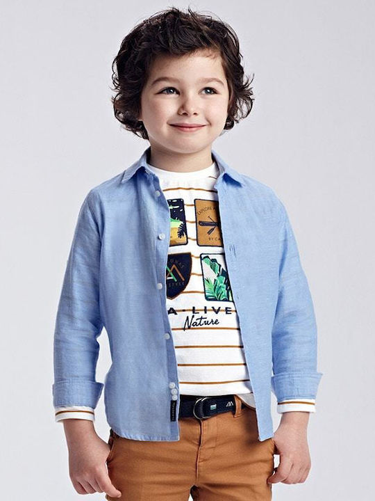 Mayoral Kids Linen Shirt Blue