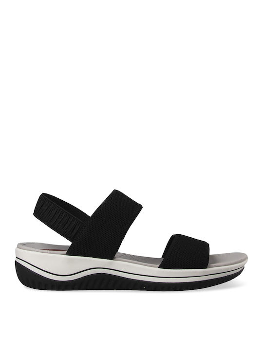 Jana Leather Women's Flat Sandals Flatforms in Black Color